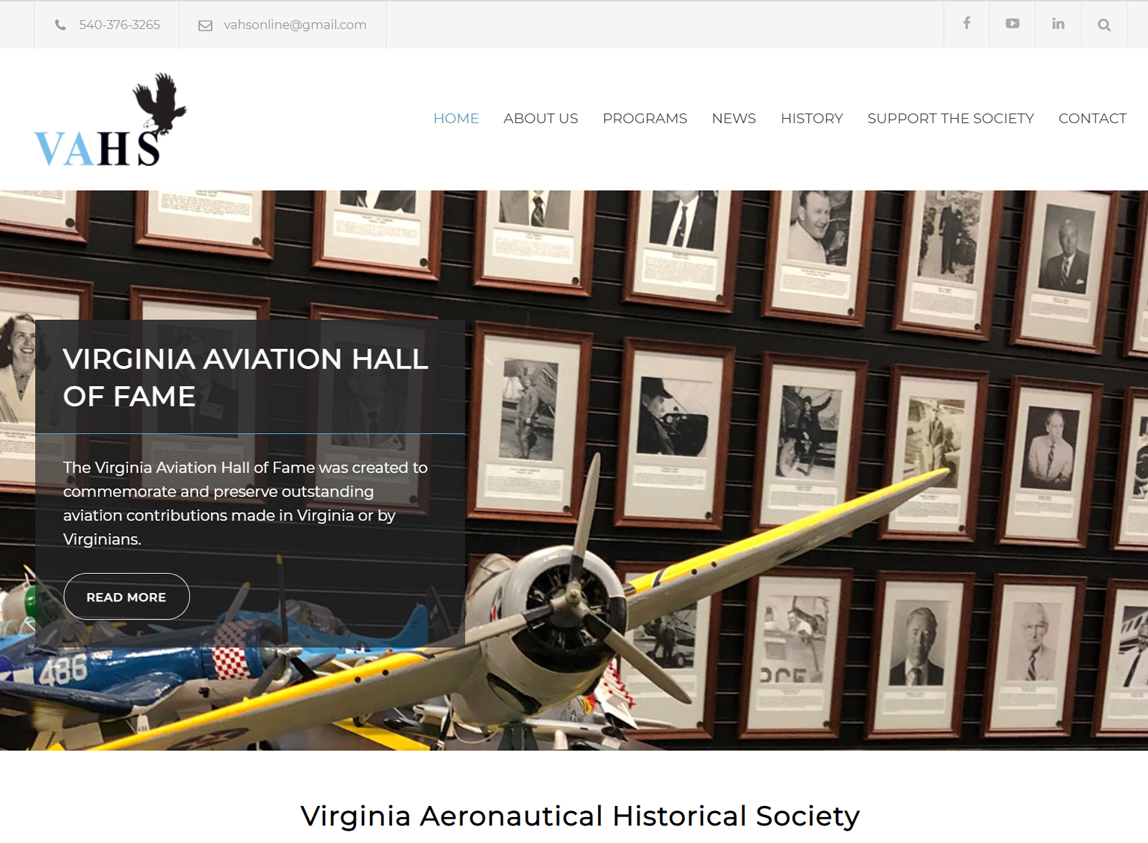 Website Design: Virginia Aeronautical Historical Society